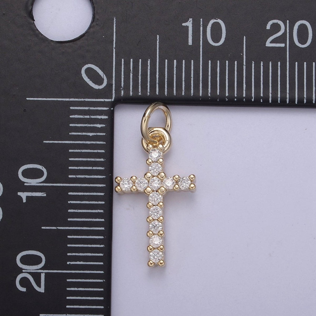 Dainty Cross Charms, Micro Pave Mini Cross, Religious Jewelry,14K Gold Filled Cross Charm Add on Pendant N-409