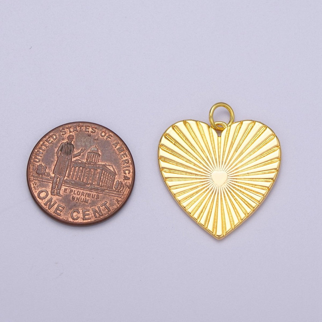 Dainty Sunburst Heart Charm, 16K Gold Filled Sunburst Heart Pendant, Women Sunburst Heart Pendant Jewelry N-271 AC-697