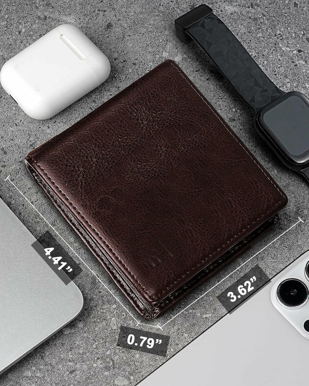 FLETUTE Full-Grain Leather Slim Airtag Wallet Mens Luxury Blue - Fabs things