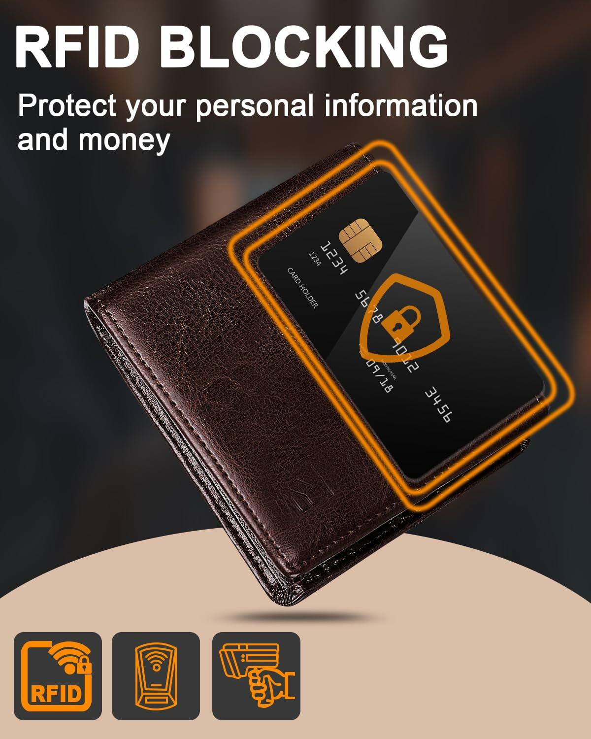 FLETUTE Full-Grain Leather Slim Airtag Wallet Mens Luxury Blue - Fabs things