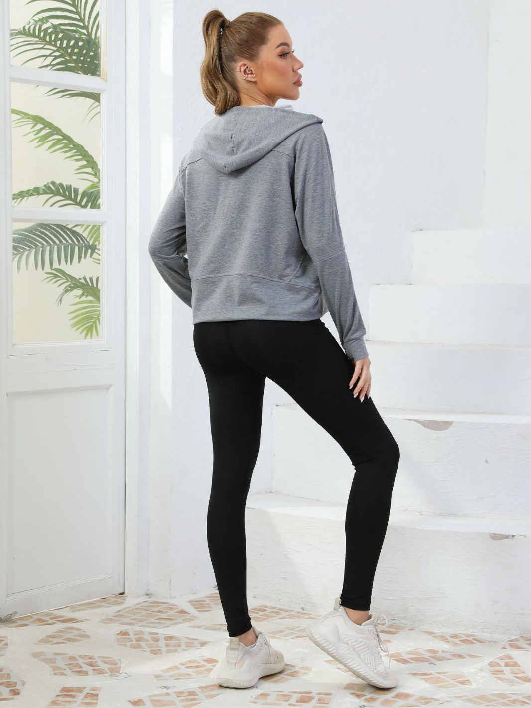 Cross-Border Spring And Summer New Half-Zip Sweatshirt Women's Hoodie Loose Trendy Pure Cotton Casual Hooded Fitness Wear Yoga Trend - Fabs things