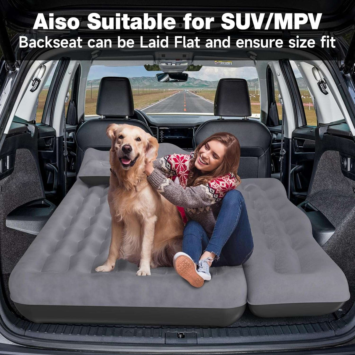 Thicken Backseat SUV/Car/Truck Air Mattress Air Bed Inflatable SUV Truck Mattress -24'' Width/Grey - Fabs things