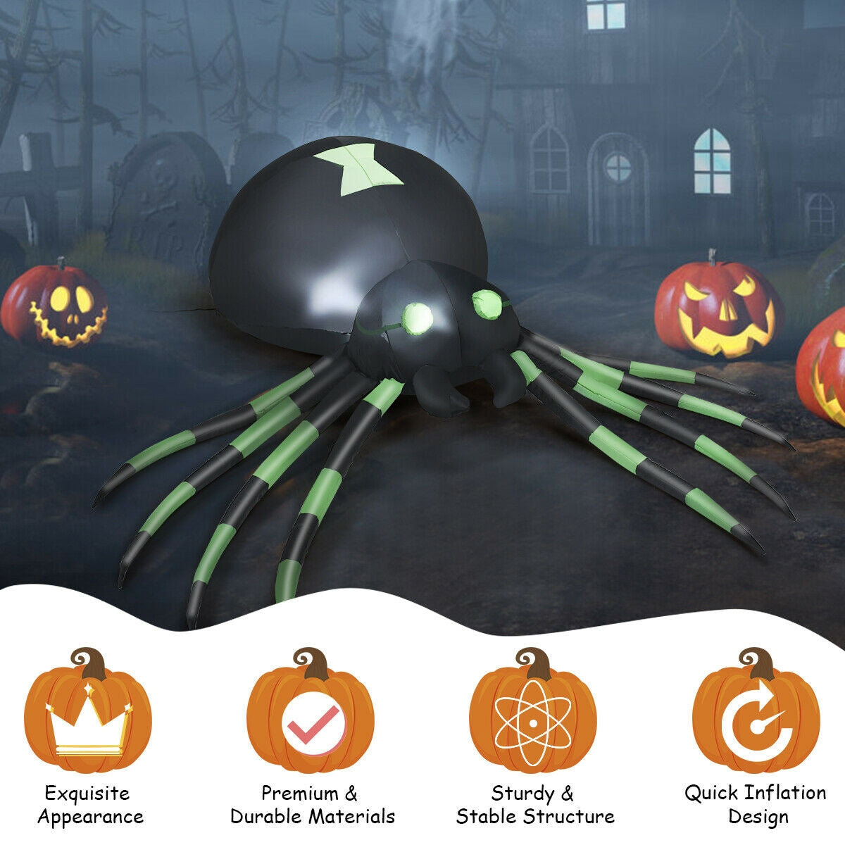6 Feet Halloween Inflatable Blow-Up Spider - Fabs things