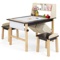Kids Art Table and Chairs Set with Paper Roll and Storage Bins-Coffee - Fabs things