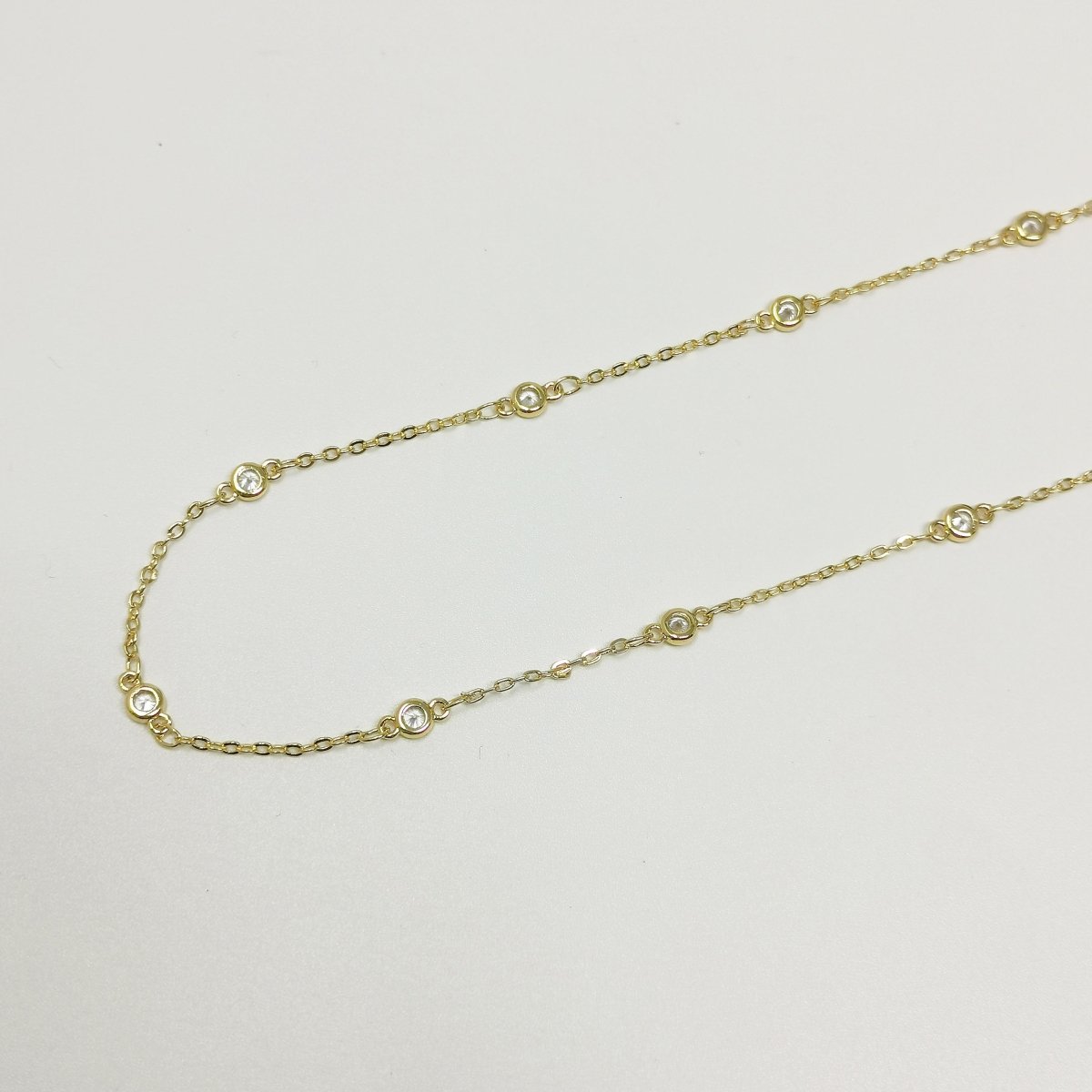 24K Gold Filled Micro Pave CZ Charm Chain Sold by Yard, Round CZ Chain, Chain for Jewelry Making Necklace Bracelet | ROLL-395 - Fabs things