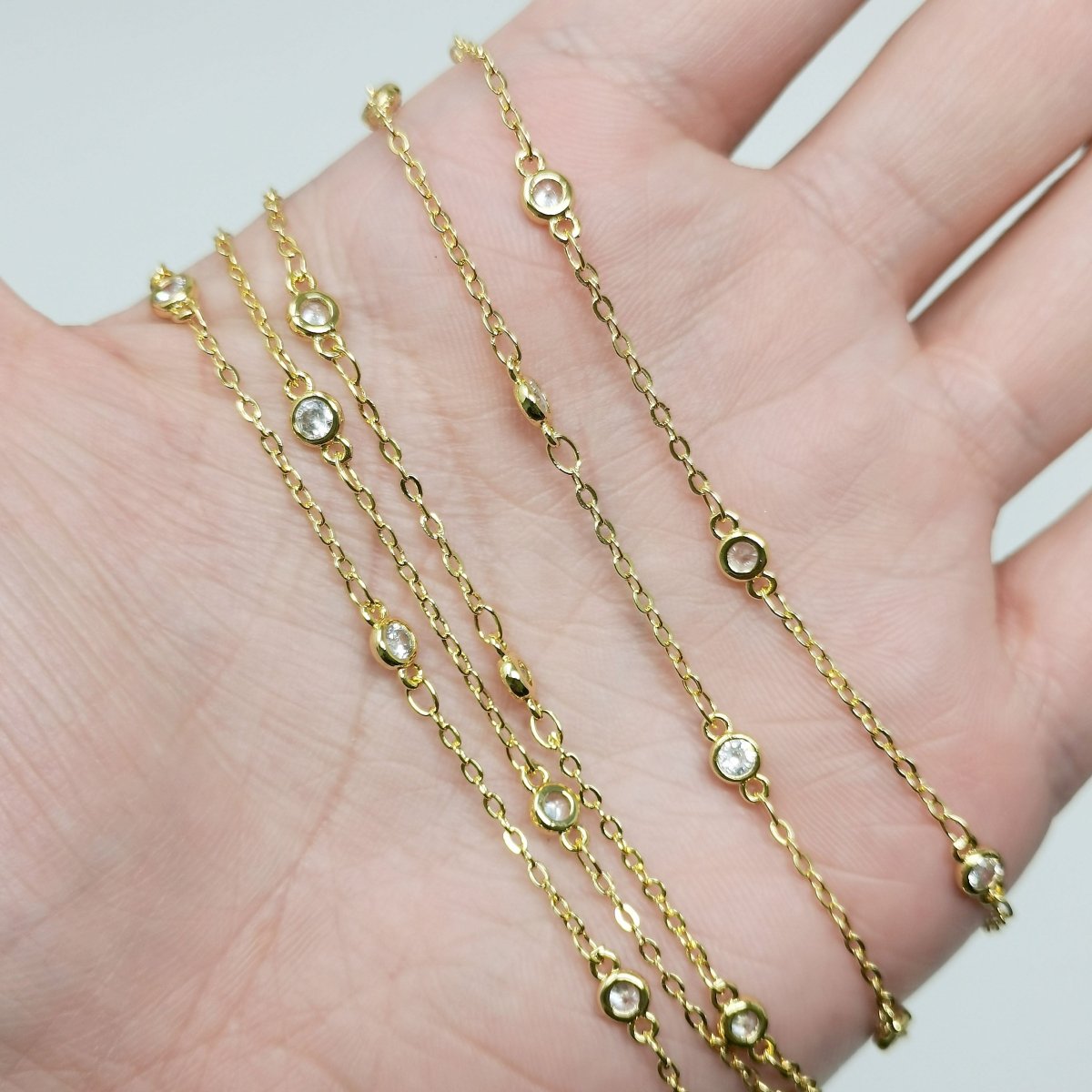24K Gold Filled Micro Pave CZ Charm Chain Sold by Yard, Round CZ Chain, Chain for Jewelry Making Necklace Bracelet | ROLL-395 - Fabs things