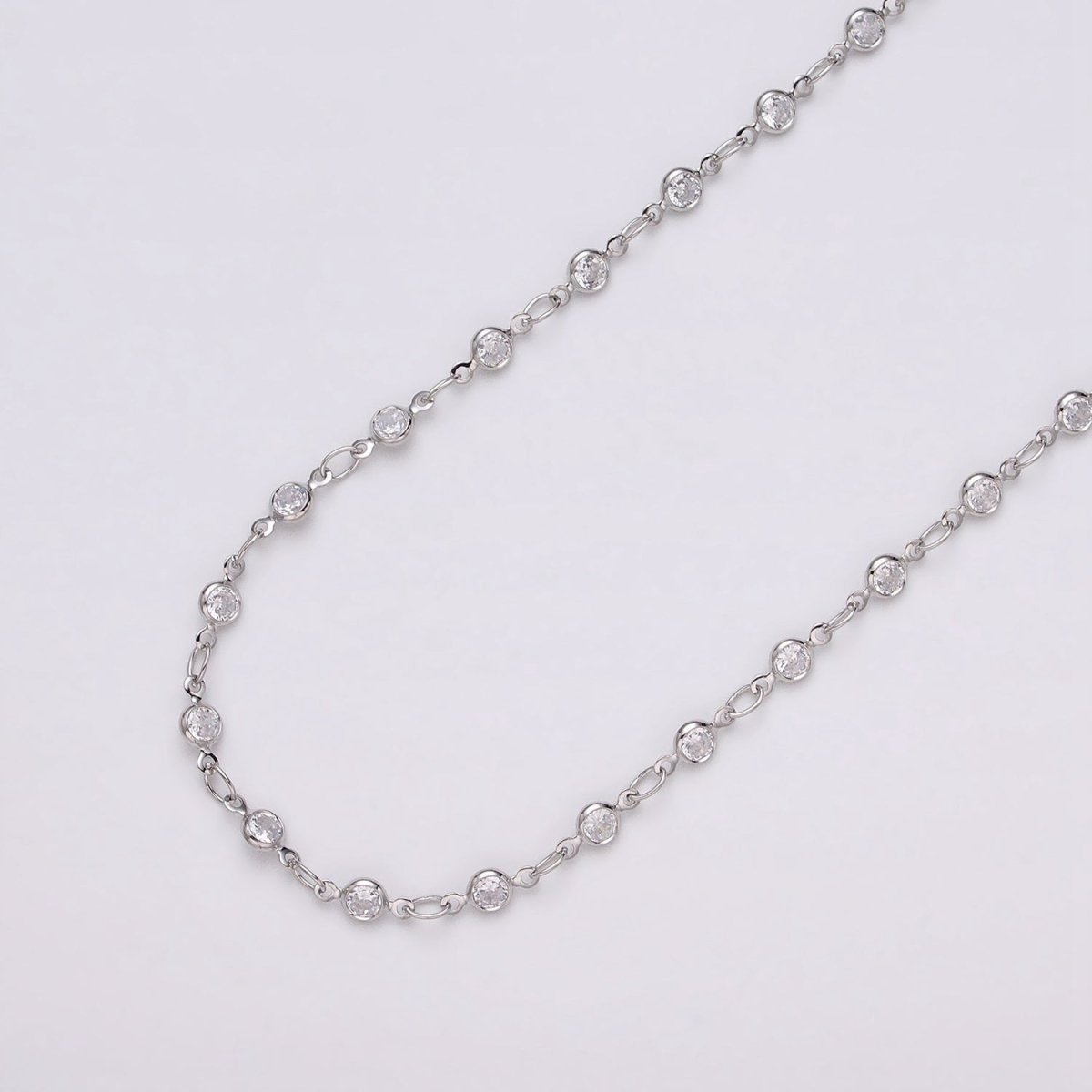 16K Gold Filled Round Diamond Bezel Cut Chain by Yard, Station CZ Chain by Yard for Necklace Bracelet Jewelry Making | ROLL-1337 ROLL-1338 - Fabs things