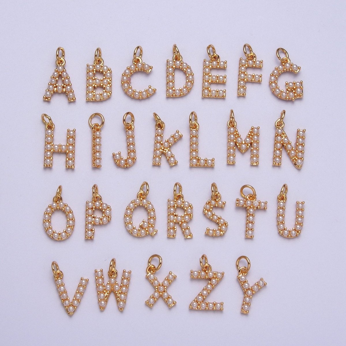 Mini Alphabet Pearl Charm Tiny Pearl Initial Charm 16K Gold Filled Charm for Personalized Jewelry | A-313-A-325 - Fabs things