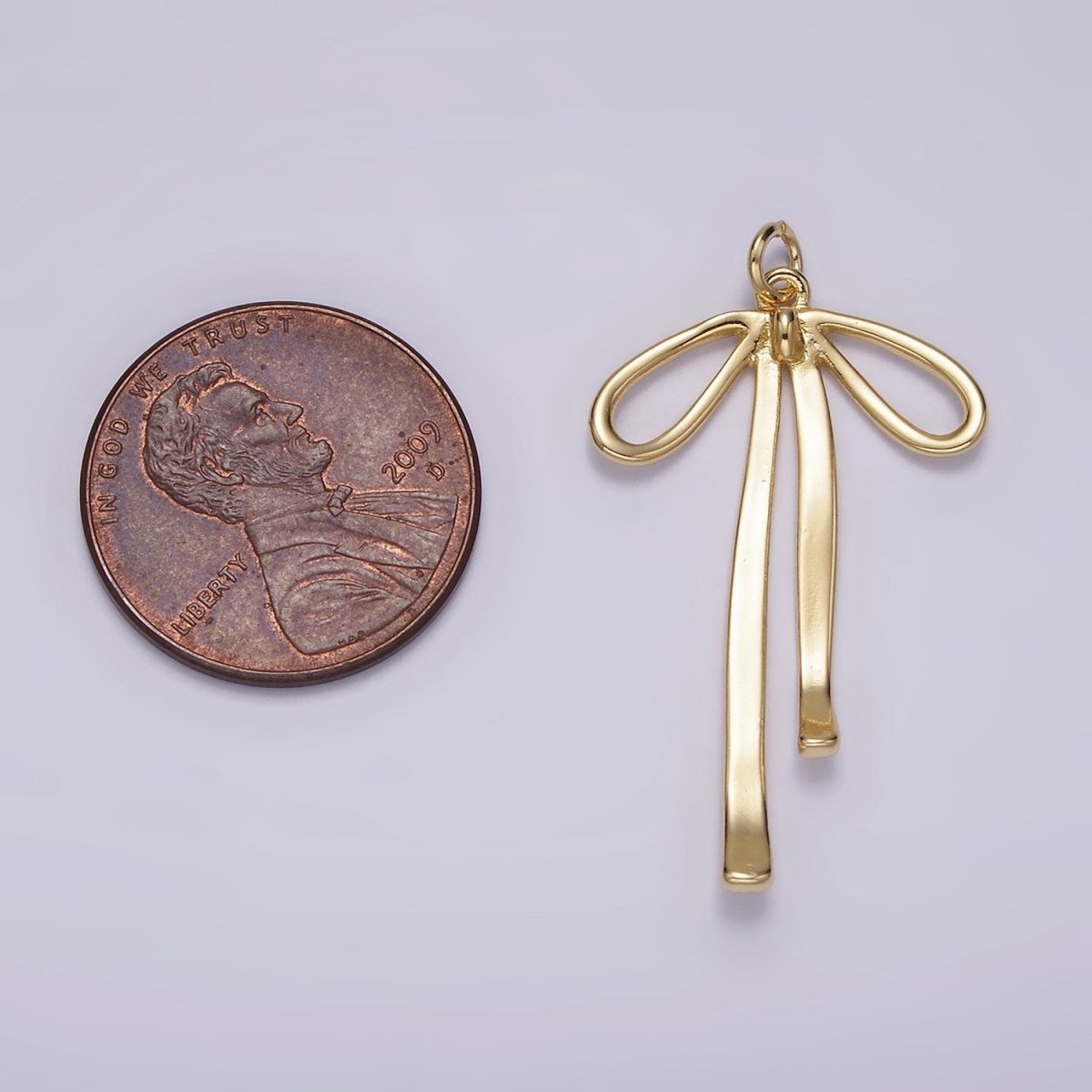14K Gold Filled 30mm Ribbon Bow Minimalist Charm in Gold & Silver | AG494 - Fabs things