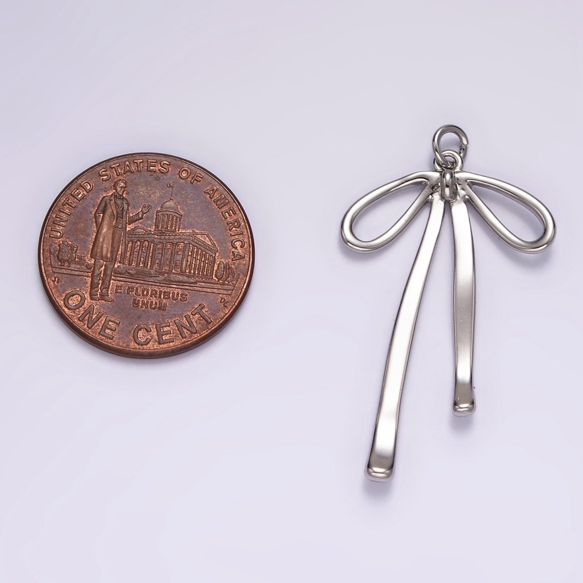 14K Gold Filled 30mm Ribbon Bow Minimalist Charm in Gold & Silver | AG494 - Fabs things