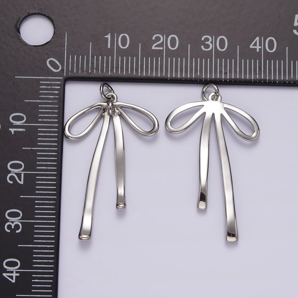 14K Gold Filled 30mm Ribbon Bow Minimalist Charm in Gold & Silver | AG494 - Fabs things