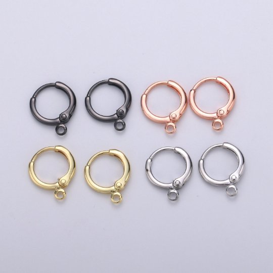 Simple Round 10mm One Touch Earring jewelry Making, Earring supplies 24K Gold Filled huggie hoop earring K-338 K-339 L-087 L-088 - Fabs things