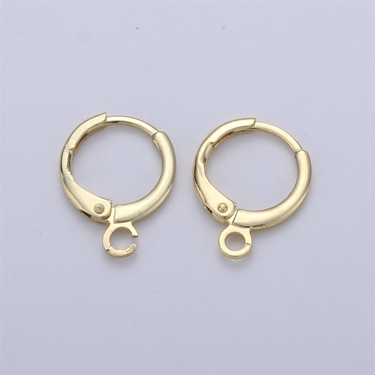 Simple Round 10mm One Touch Earring jewelry Making, Earring supplies 24K Gold Filled huggie hoop earring K-338 K-339 L-087 L-088 - Fabs things