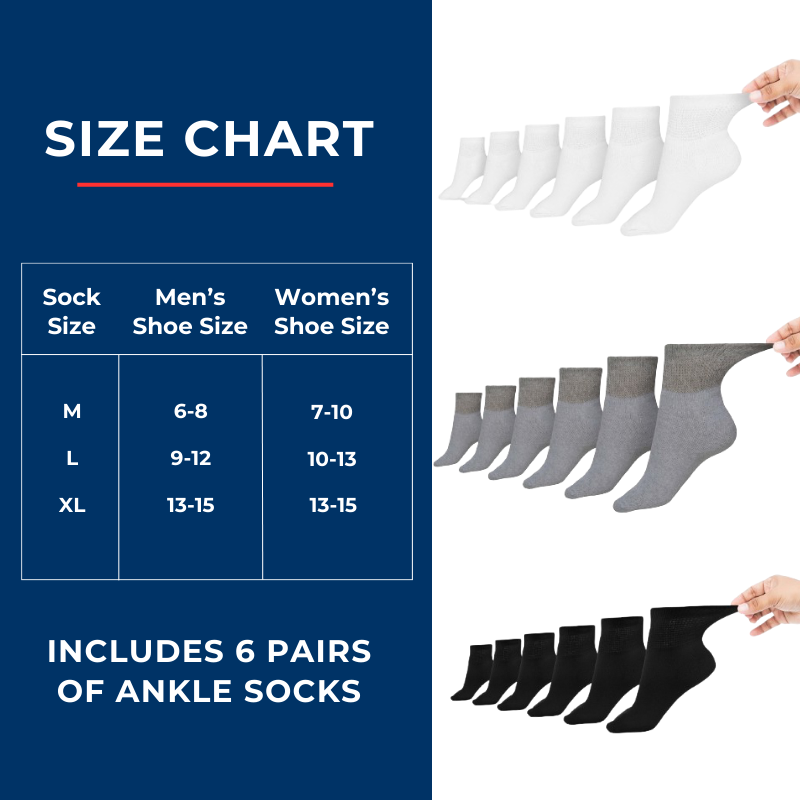 Women's Cotton Diabetic Ankle Socks (6 Pair) - Fabs things