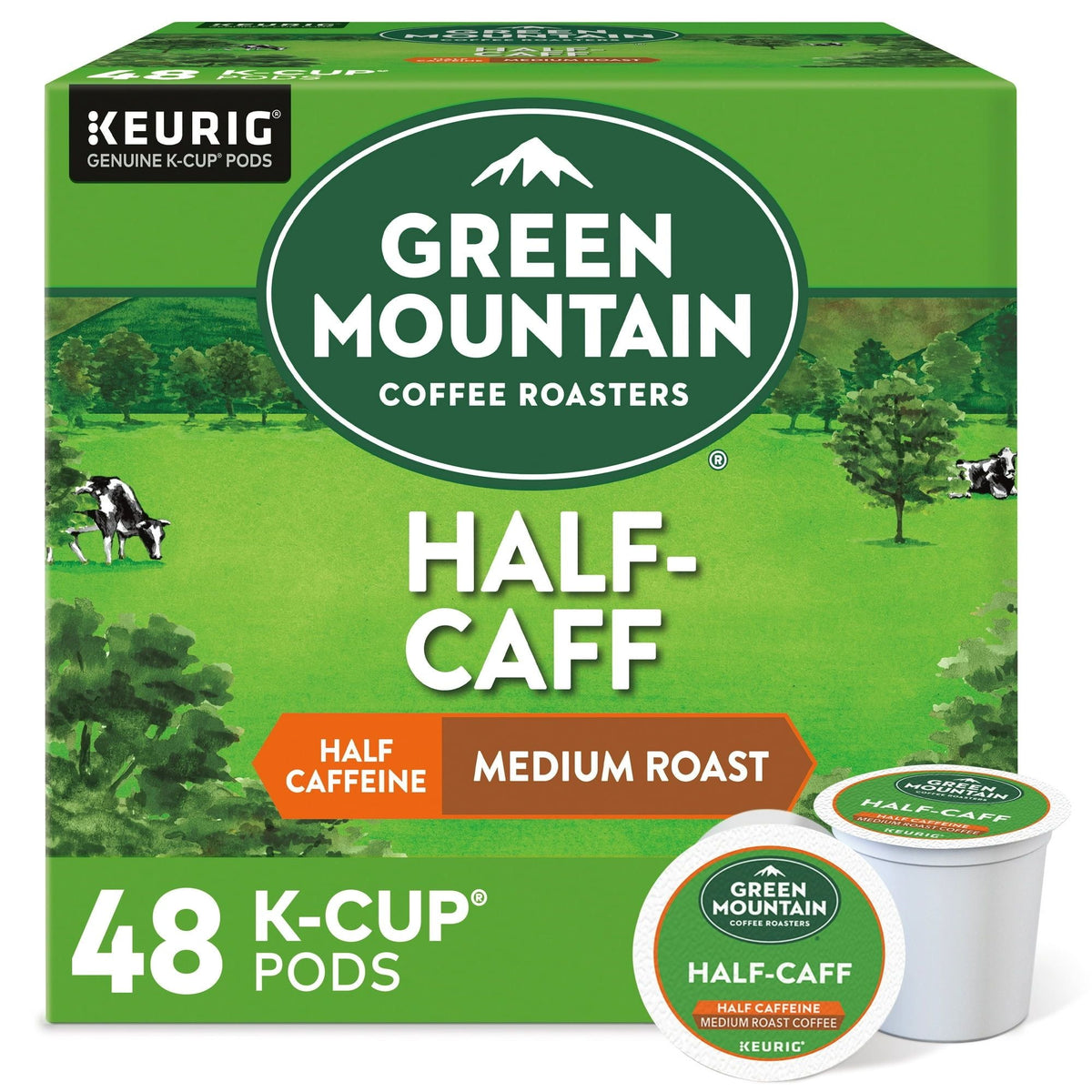 Green Mountain Coffee Half Caff Keurig Single-Serve K-Cup pods, Medium Roast Coffee, 48 Count - Fabs things