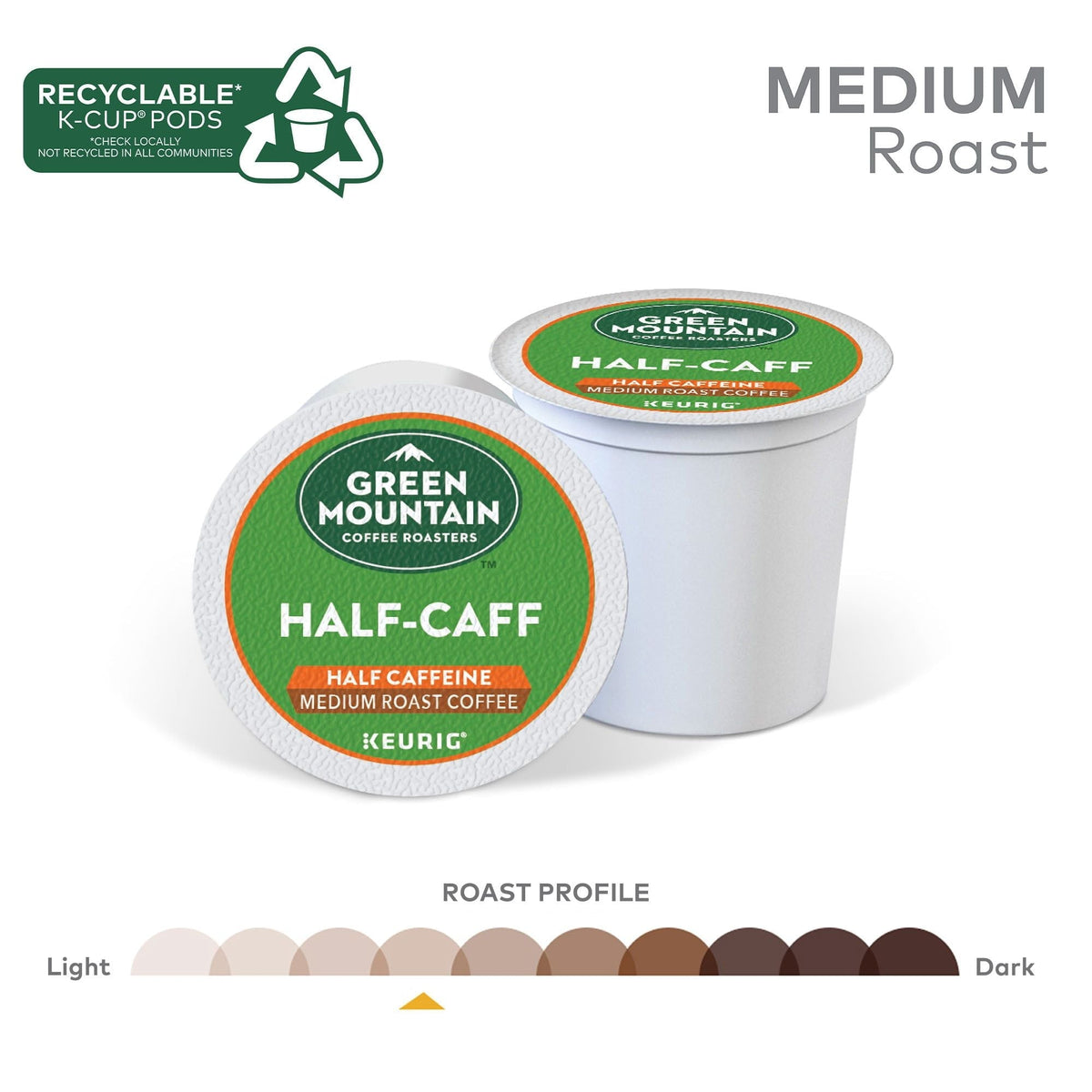 Green Mountain Coffee Half Caff Keurig Single-Serve K-Cup pods, Medium Roast Coffee, 48 Count - Fabs things