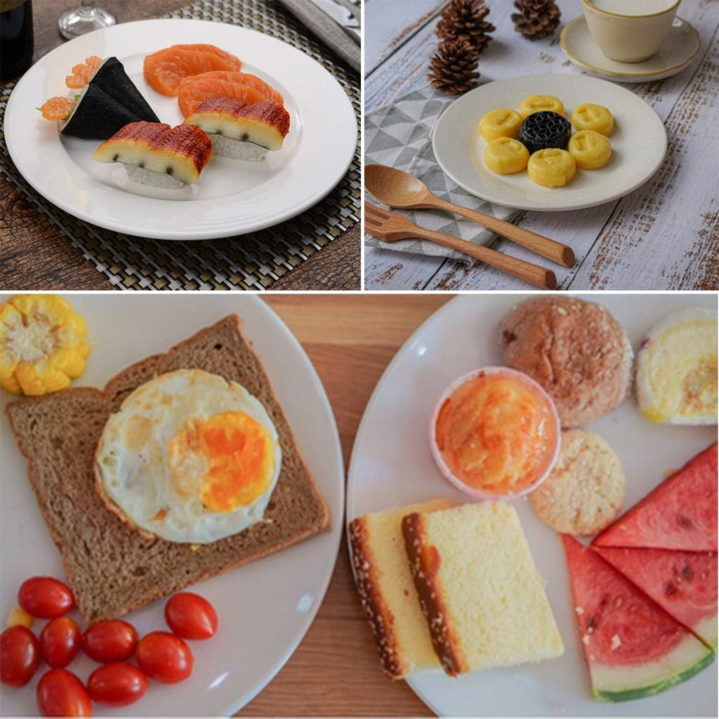 Foraineam 12 Pieces 8 Inch Round Porcelain Salad Plates Dessert Plate Set White Dinnerware Dish Serving Plates - Fabs things