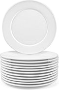 Foraineam 12 Pieces 8 Inch Round Porcelain Salad Plates Dessert Plate Set White Dinnerware Dish Serving Plates - Fabs things