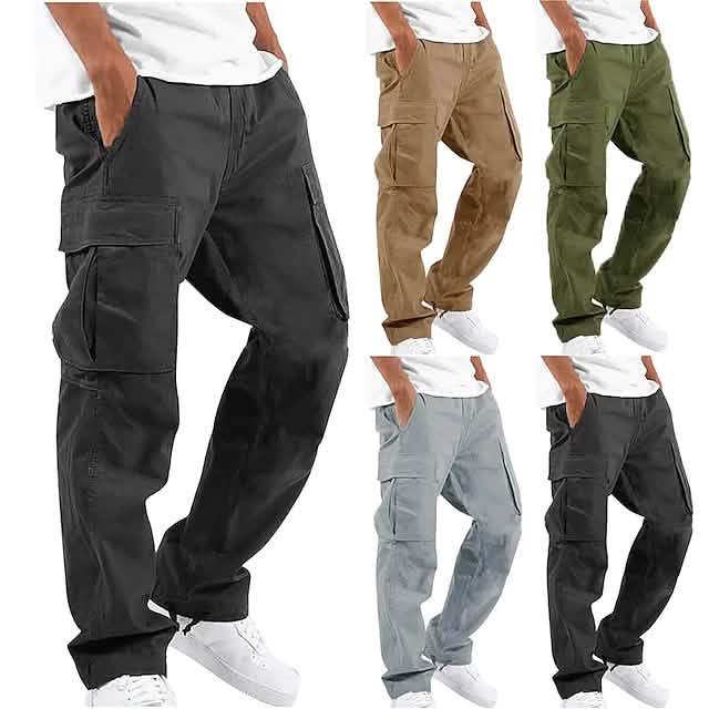 Men's Cargo Pants Trousers Drawstring Elastic Waist Multi Pocket - Fabs things