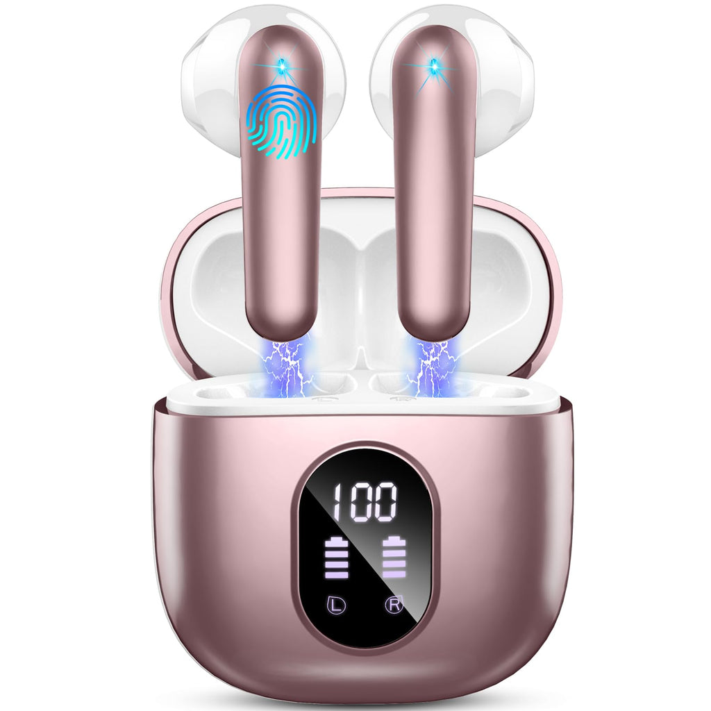 Wireless Earbud Bluetooth 5.3 Headphones 50H Playtime Stereo Bass Ear Buds in-Ear Earphones with 4 ENC Mic LED Display Noise Cancelling Earbud Bluetooth Earbud IP7 Waterproof Sport for Android iOS - Fabs things
