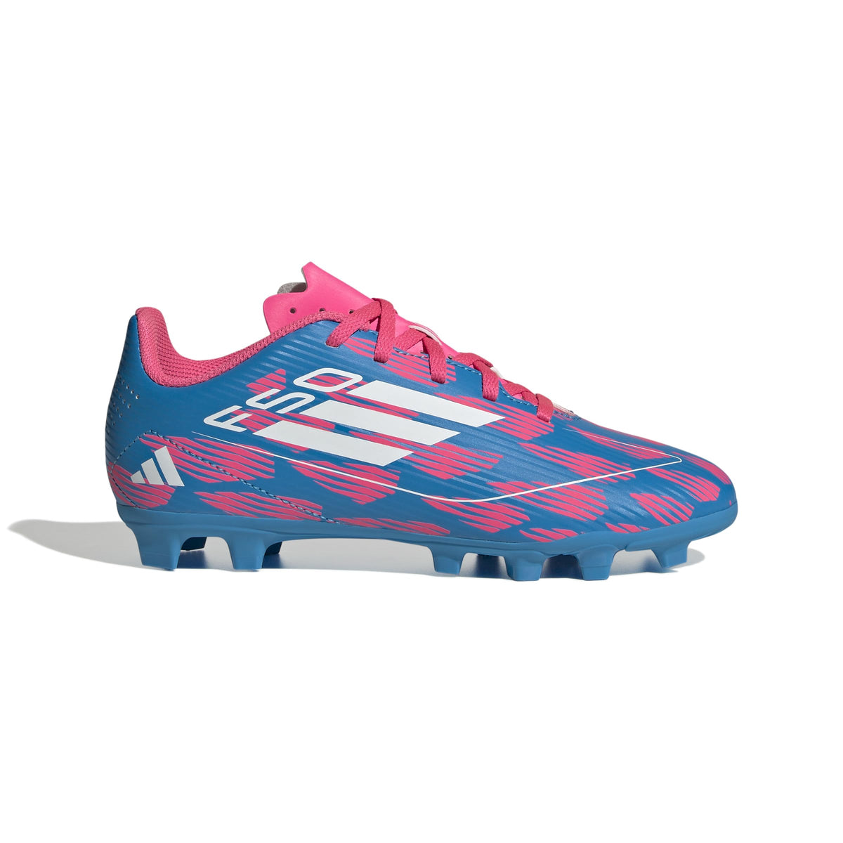 adidas F50 Club Youth Firm Ground Soccer Shoes - Comfortable Fit with Textured Synthetic Upper and Versatile Outsole (Solar Blue/White/Solar Pink US Footwear Size System Little Kid Numeric Medium 2.5) - Fabs things