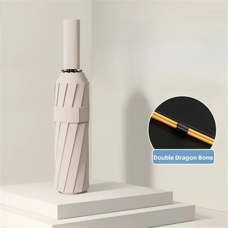 12 Bone Black Glue Fully Automatic Umbrella With Thick And Durable Keel Three Fold Umbrella UV Resistant Folding Umbrella - Fabs things