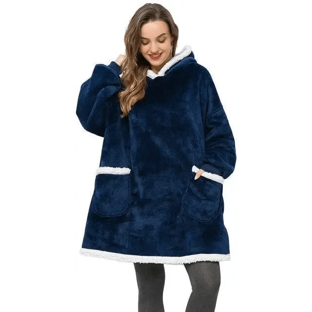Fashion Winter Oversized Hoodie Women Sweatshirt Hooded Bathrobe Coats Blanket With Sleeves Fleece Christmas TV Blanket Warm Blank Flannel Hoodie Cozy Plush Blanket Hooded Blanket Design Hoodie For Men Women - Fabs things