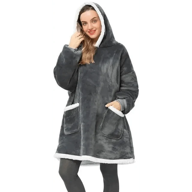 Fashion Winter Oversized Hoodie Women Sweatshirt Hooded Bathrobe Coats Blanket With Sleeves Fleece Christmas TV Blanket Warm Blank Flannel Hoodie Cozy Plush Blanket Hooded Blanket Design Hoodie For Men Women - Fabs things