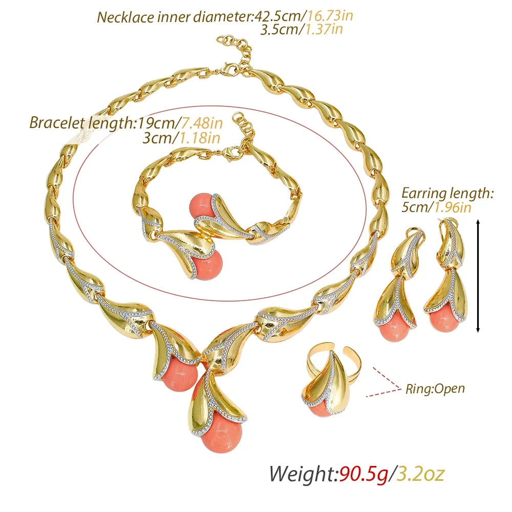 GZJPEI 4Pcs Freshwater Pearl Jewelry Set Unique Italy 18K Gold Plated Water Drop Jewellery For Women Wedding Gift 2025 New - Fabs things