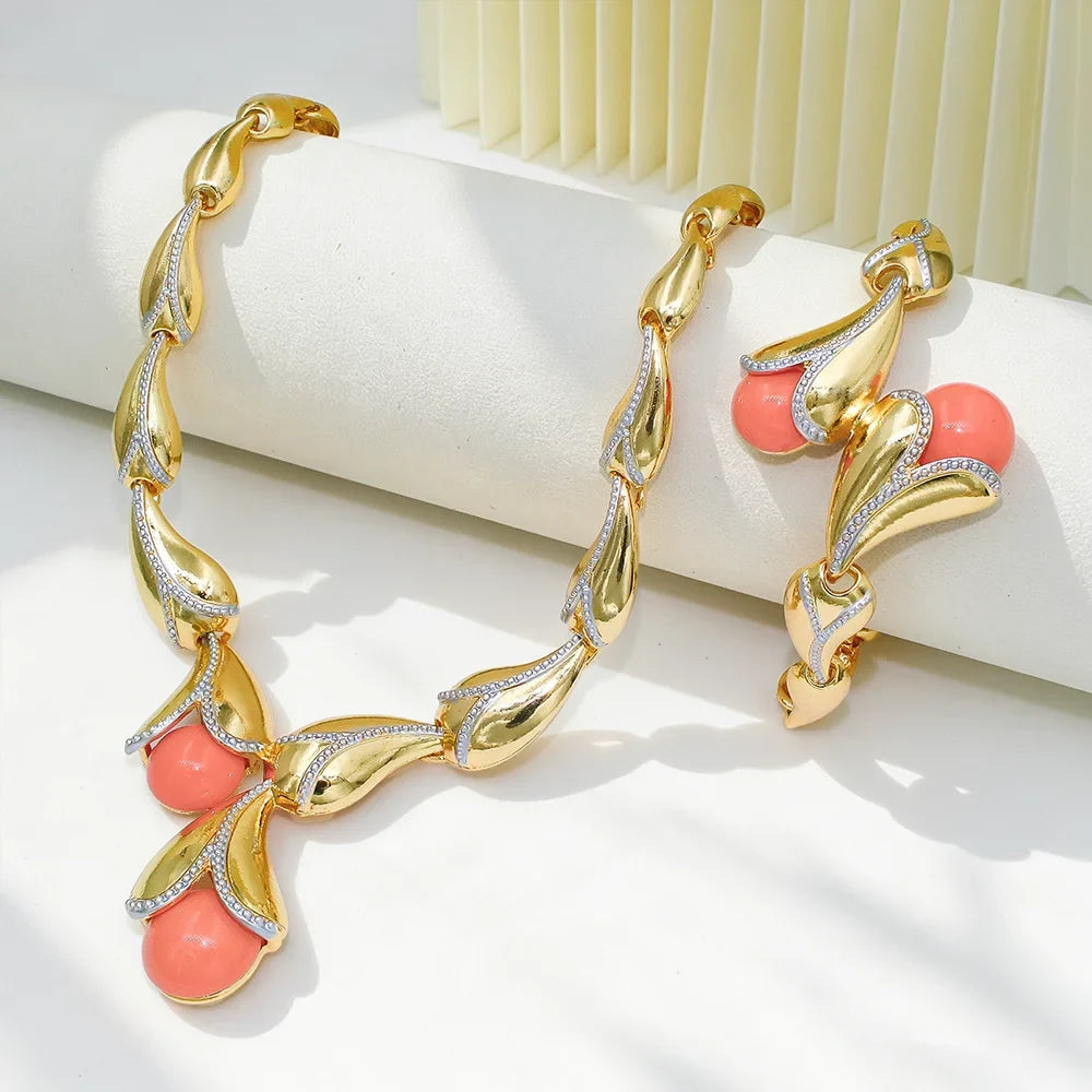 GZJPEI 4Pcs Freshwater Pearl Jewelry Set Unique Italy 18K Gold Plated Water Drop Jewellery For Women Wedding Gift 2025 New - Fabs things