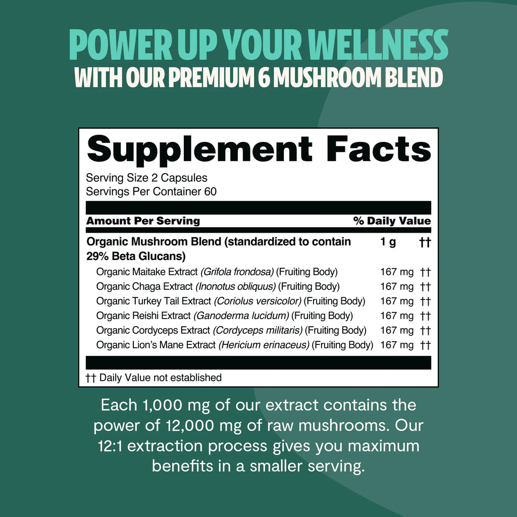 Organic Mushroom Complex Supplement Capsules - Fabs things