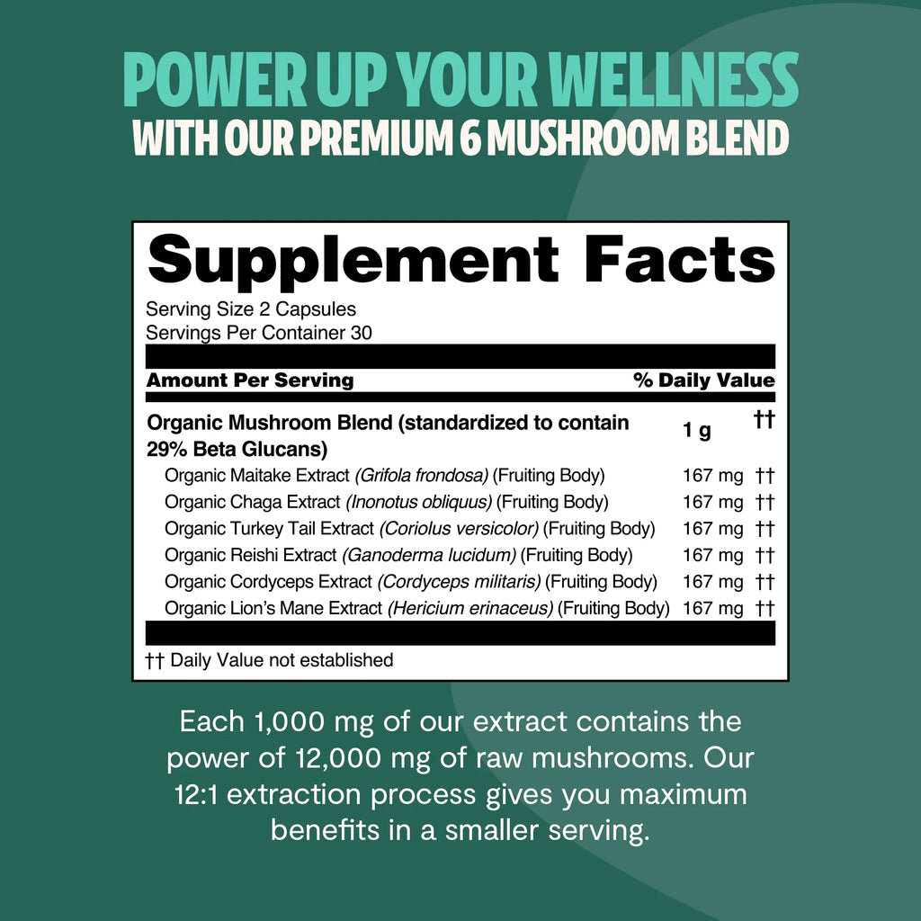 Organic Mushroom Complex Supplement Capsules - Fabs things