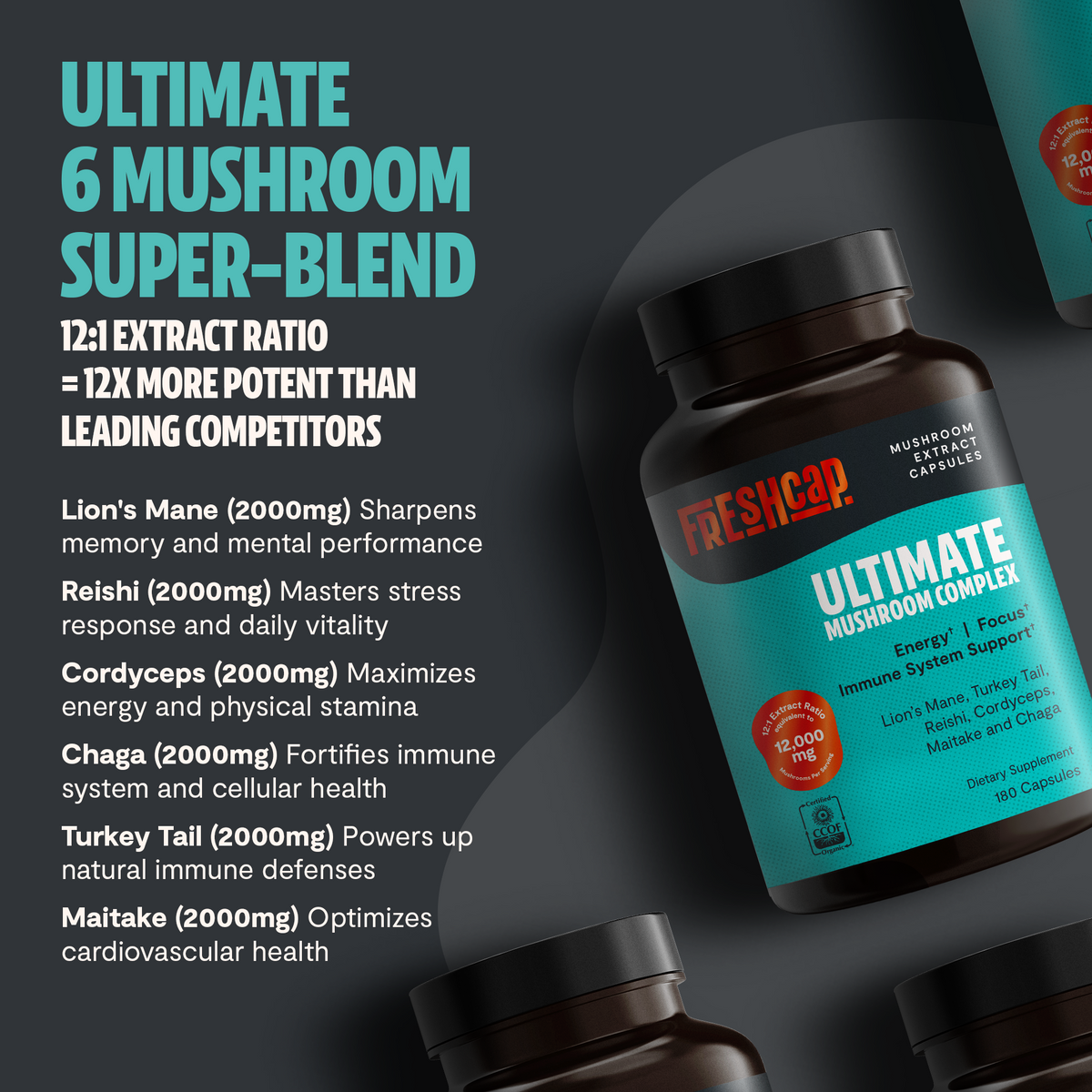 Organic Mushroom Complex Supplement Capsules - Fabs things