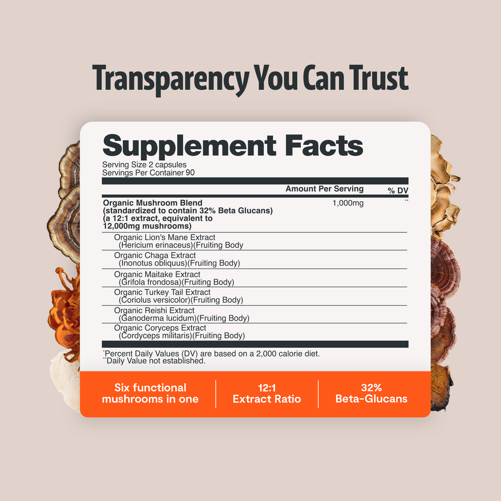 Organic Mushroom Complex Supplement Capsules - Fabs things