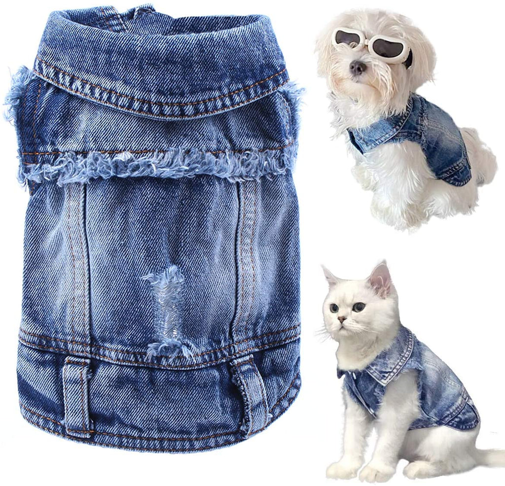 Pet Dog Cat Blue Denim Jeans Jacket Coat Vest - Fabs things