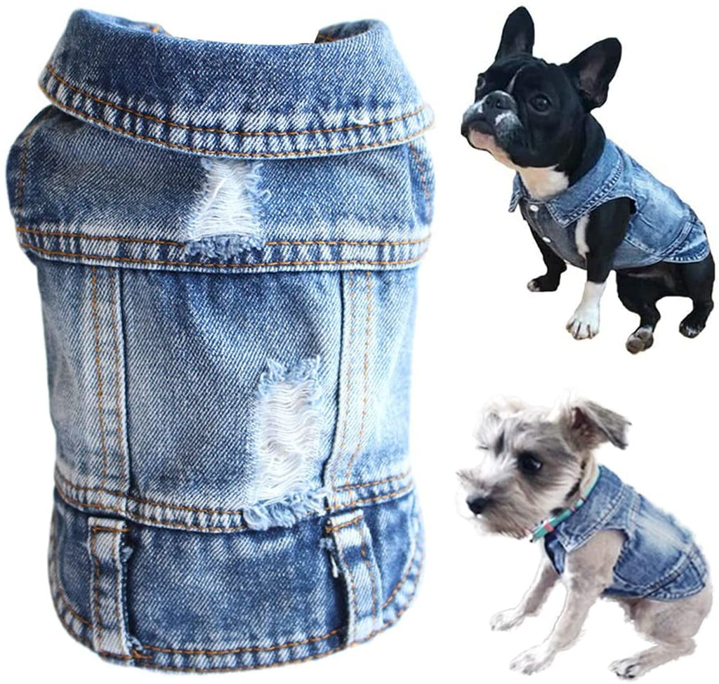 Pet Dog Cat Blue Denim Jeans Jacket Coat Vest - Fabs things