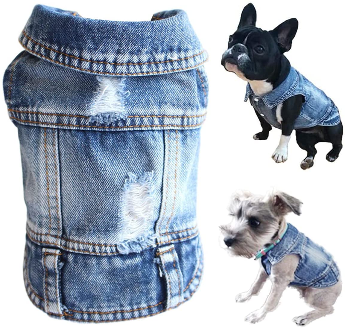 Pet Dog Cat Blue Denim Jeans Jacket Coat Vest - Fabs things