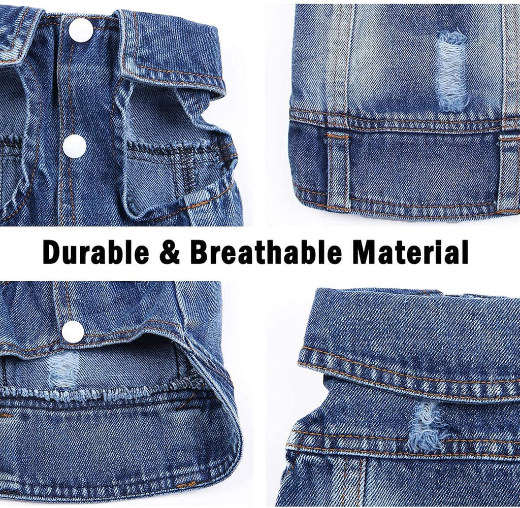 Pet Dog Cat Blue Denim Jeans Jacket Coat Vest - Fabs things