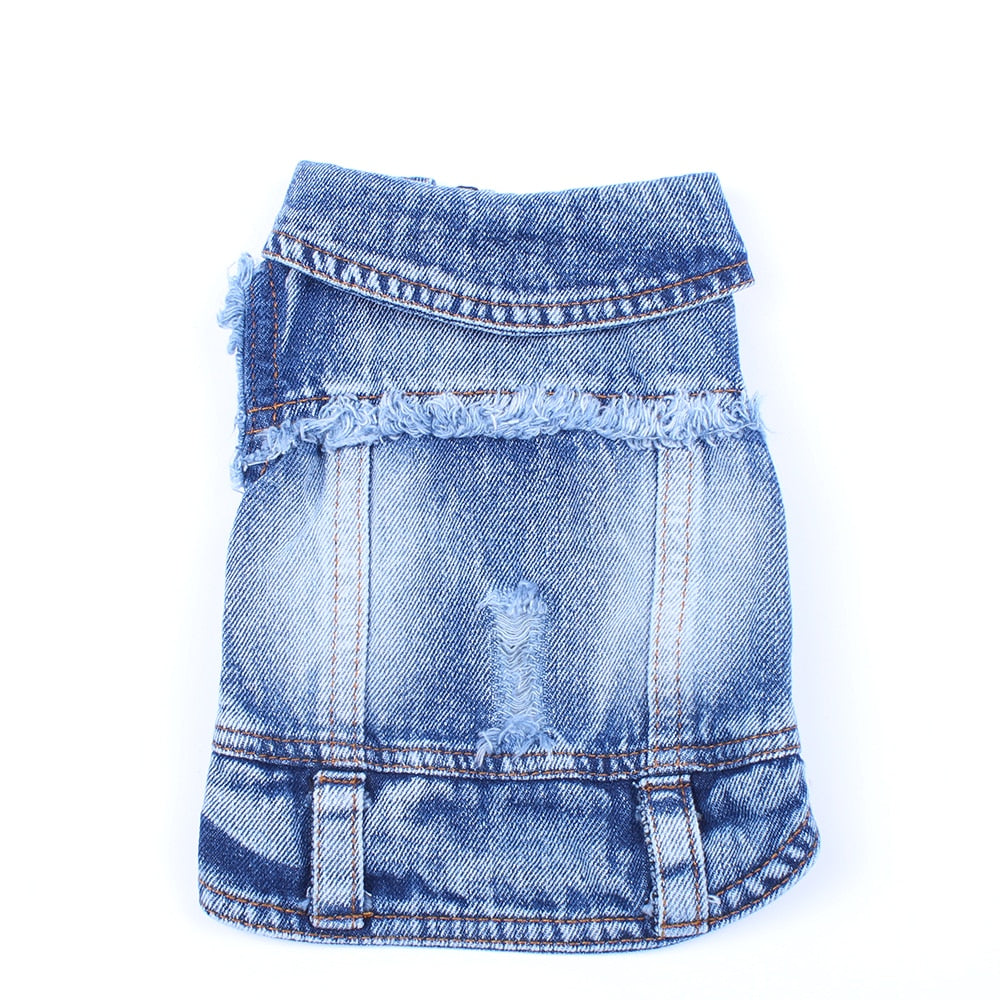 Pet Dog Cat Blue Denim Jeans Jacket Coat Vest - Fabs things