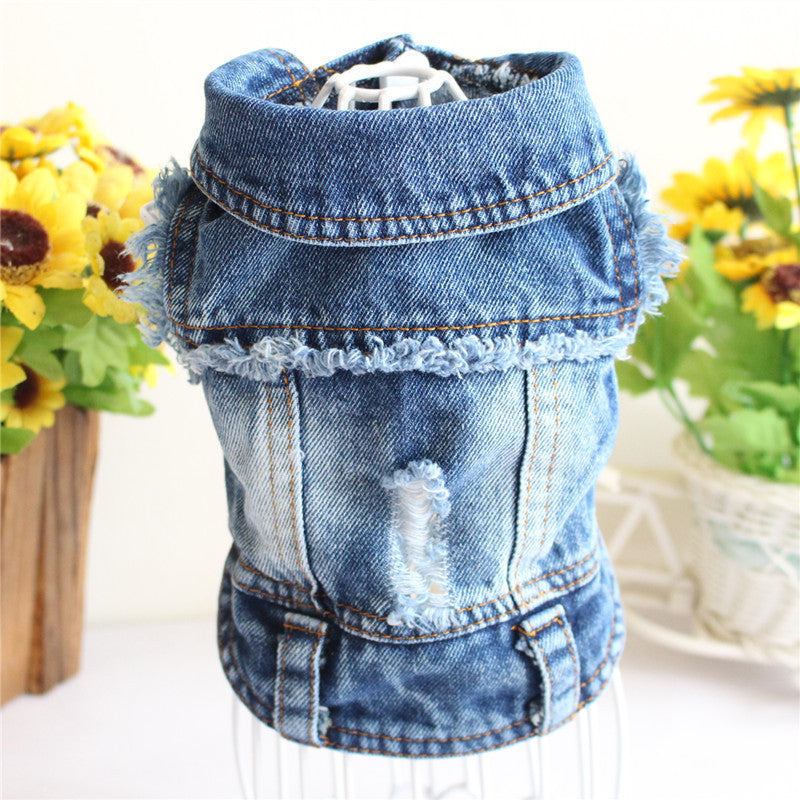 Pet Dog Cat Blue Denim Jeans Jacket Coat Vest - Fabs things
