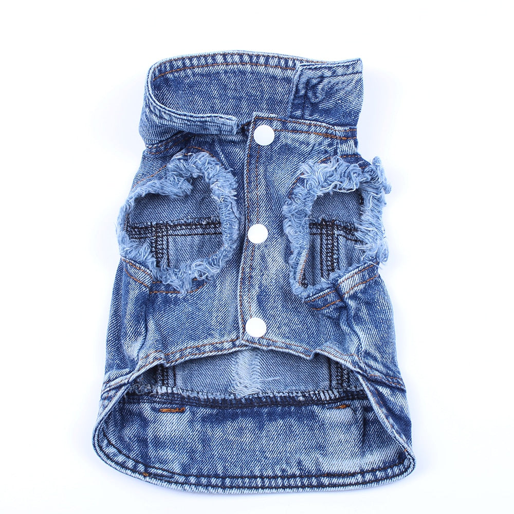Pet Dog Cat Blue Denim Jeans Jacket Coat Vest - Fabs things