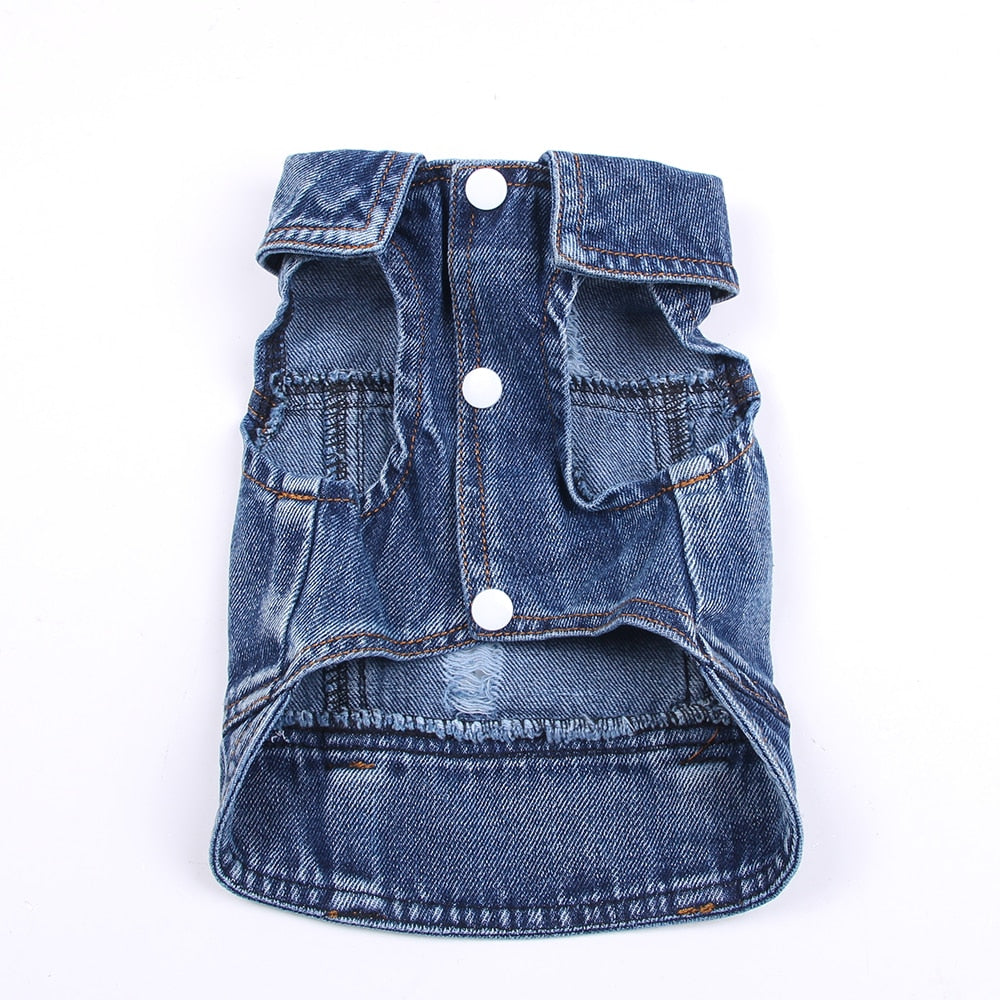 Pet Dog Cat Blue Denim Jeans Jacket Coat Vest - Fabs things