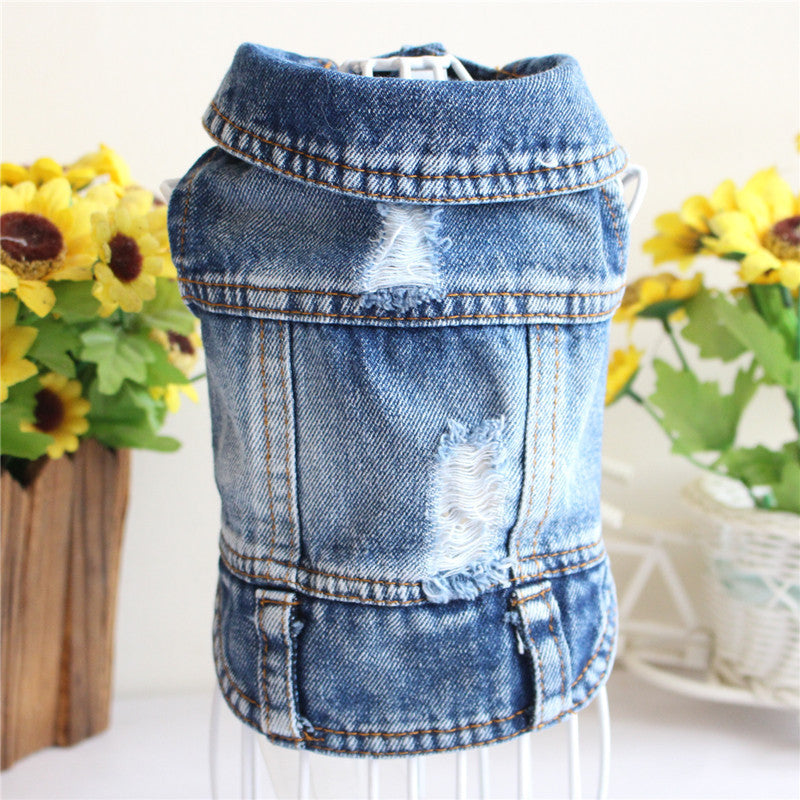 Pet Dog Cat Blue Denim Jeans Jacket Coat Vest - Fabs things