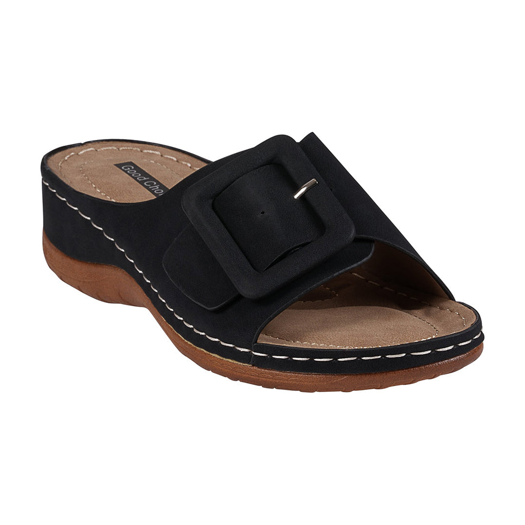 Women's Hamden Black Buckled Flat Sandals - Fabs things