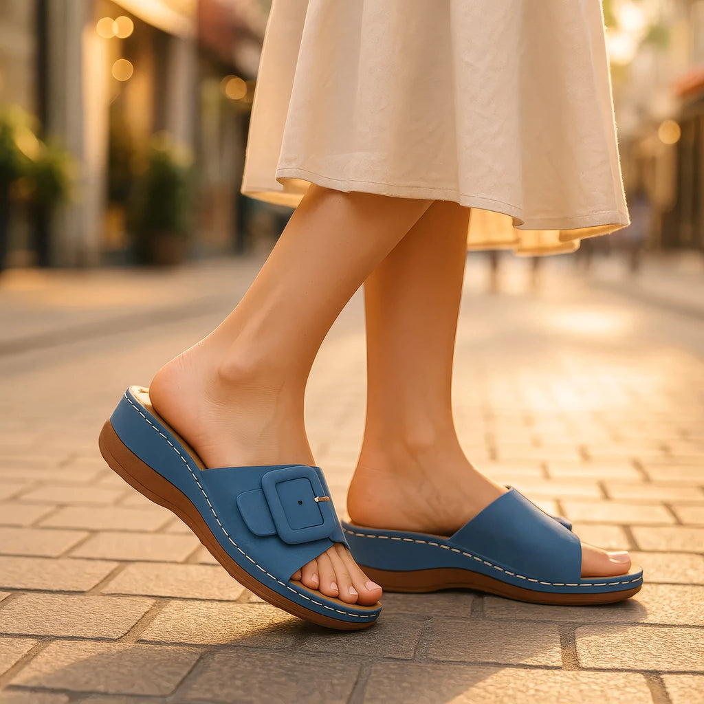 Women's Hamden Black Buckled Flat Sandals - Fabs things