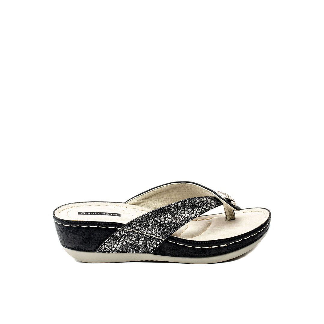 Women's Dafni Black Wedge Sandals - Fabs things