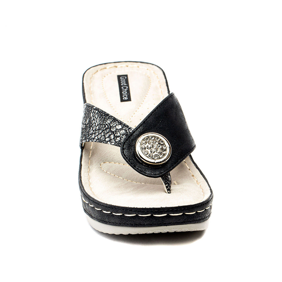 Women's Dafni Black Wedge Sandals - Fabs things