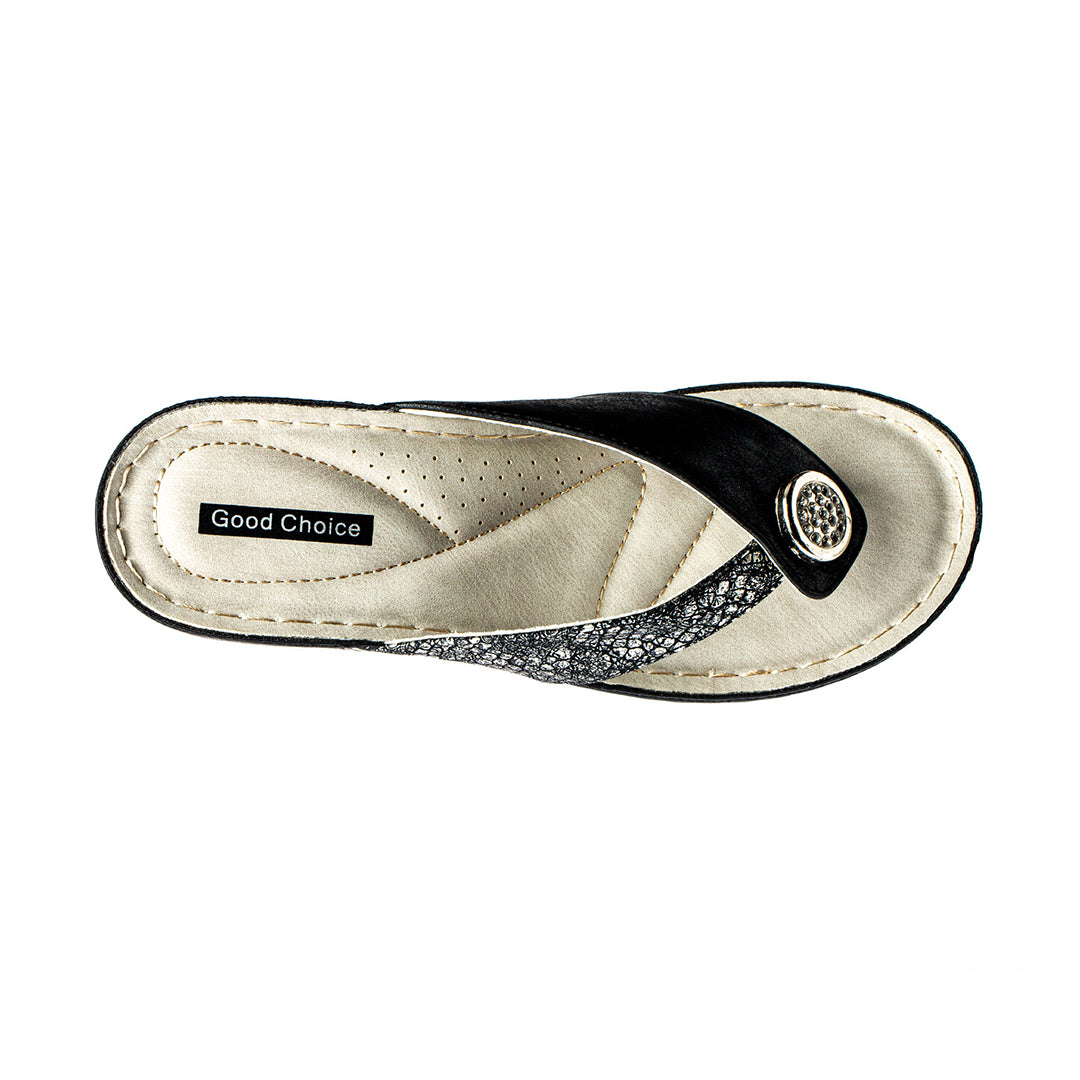 Women's Dafni Black Wedge Sandals - Fabs things
