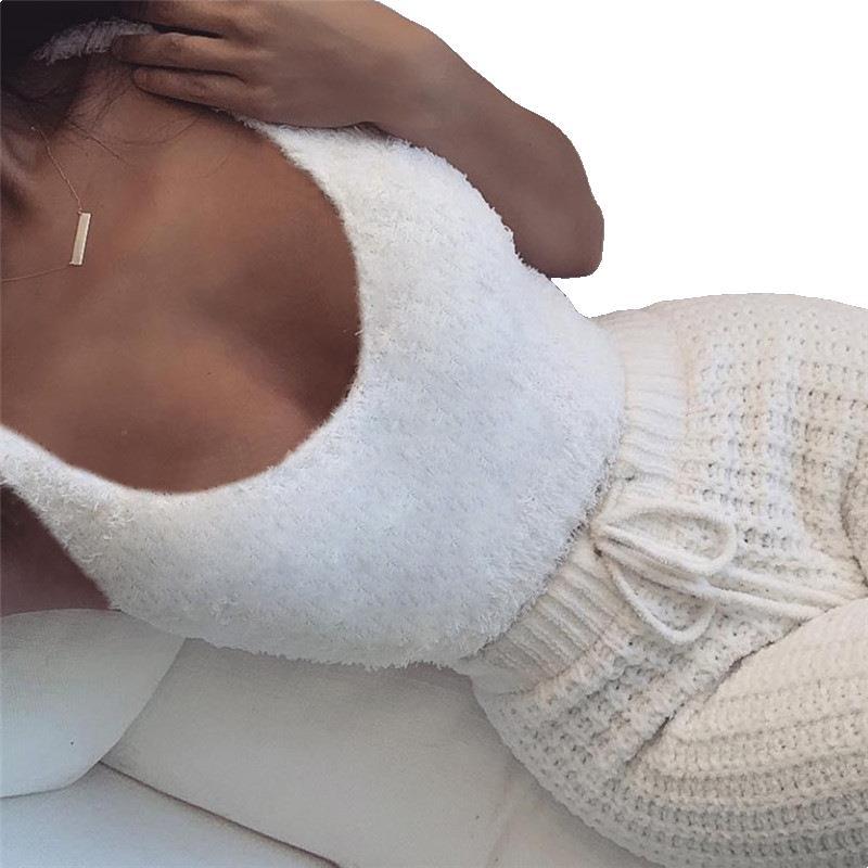 3pcs Womens Clothing Long Sleeve Crop Tank Top And Drawstring Shorts Pajama Set - Fabs things
