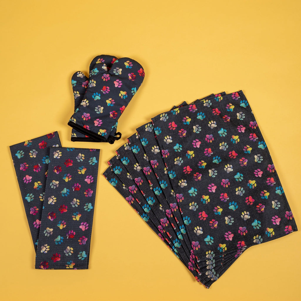 Rainbow Ombre Paws Kitchen Linens - Fabs things